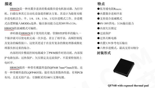 HR8828微步進(jìn)電機(jī)驅(qū)動(dòng)芯片數(shù)據(jù)手冊(圖1)